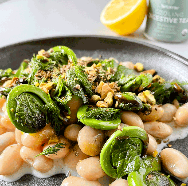 Yogurty Butter Beans with Pistachio Ghee Dukkah