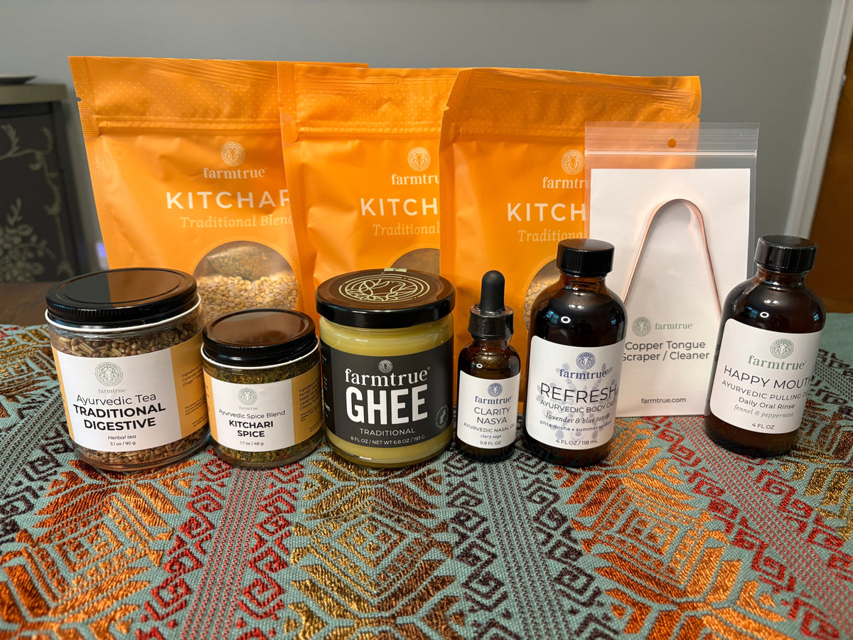 3-Day Reset Complete Bundle - Refresh: Traditional: Kitchari, Ghee, Tea, Spice Blend, Scraper & Refresh Oil Farmtrue | Berkshires