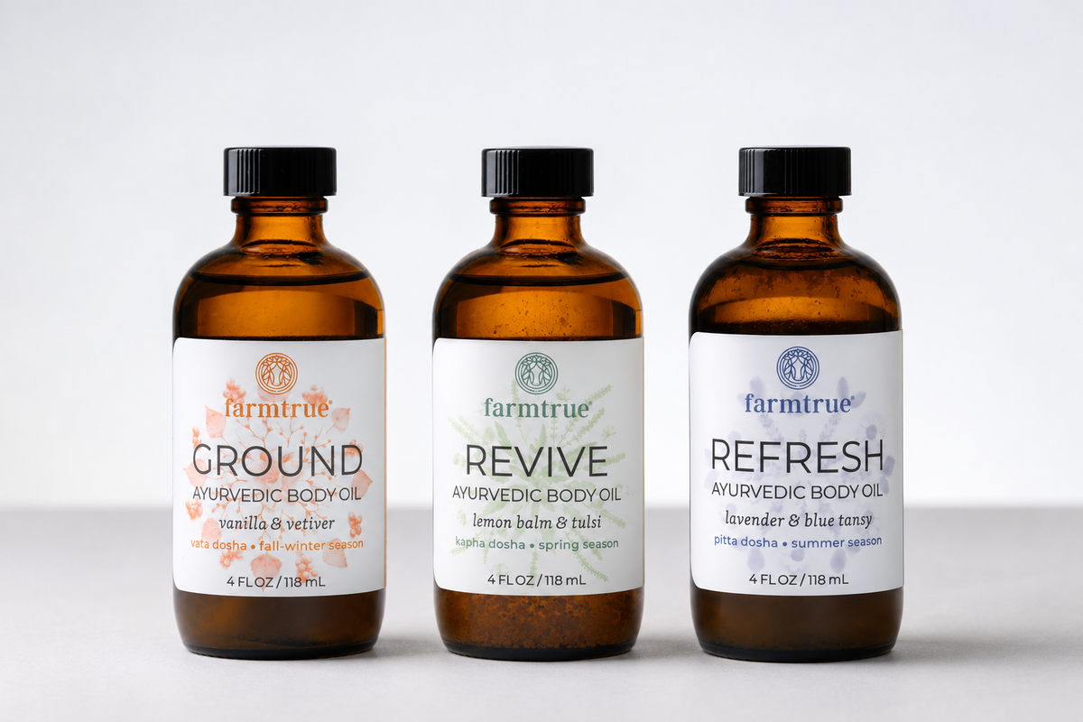 Ayurvedic Self-Care Bundle: Body Oil, Pulling Oil, Hair Oil, Nasya Oil, Soap & Tongue Scraper