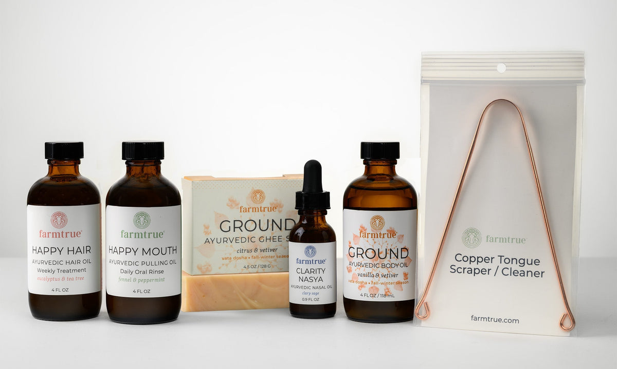 Bundle-Self-Nourish-Ground-body-oil-Hair-oil-pulling-oil-soap-nasya-tongue-scraper-listing