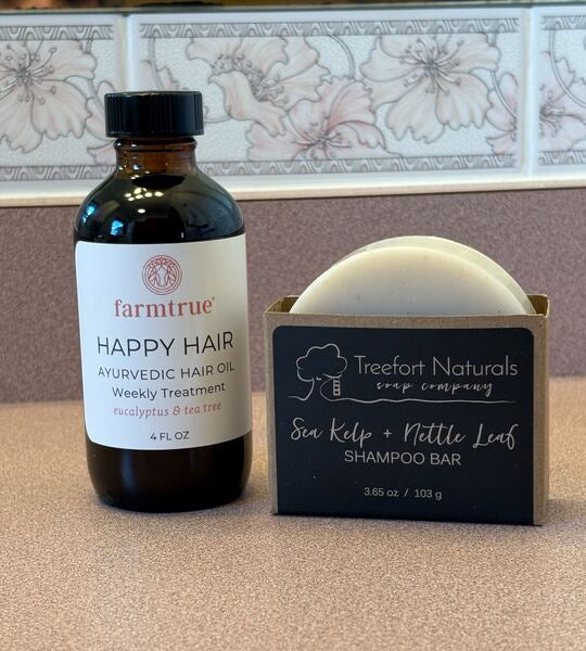 Ayurvedic Hair Care Kit - Happy Hair Oil & Shampoo Bar