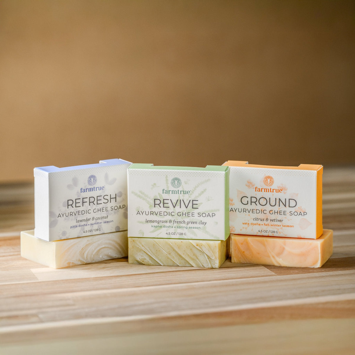 Ghee Soap Trio: Ground, Refresh & Revive Farmtrue | Berkshires