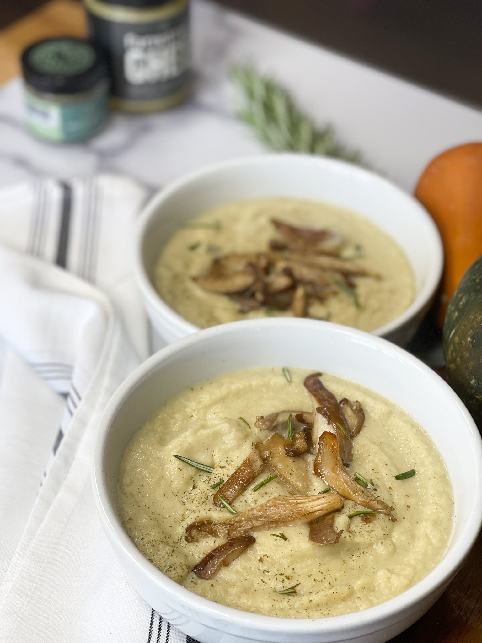 Celery Root Bisque with Sautéed Mushrooms Recipe