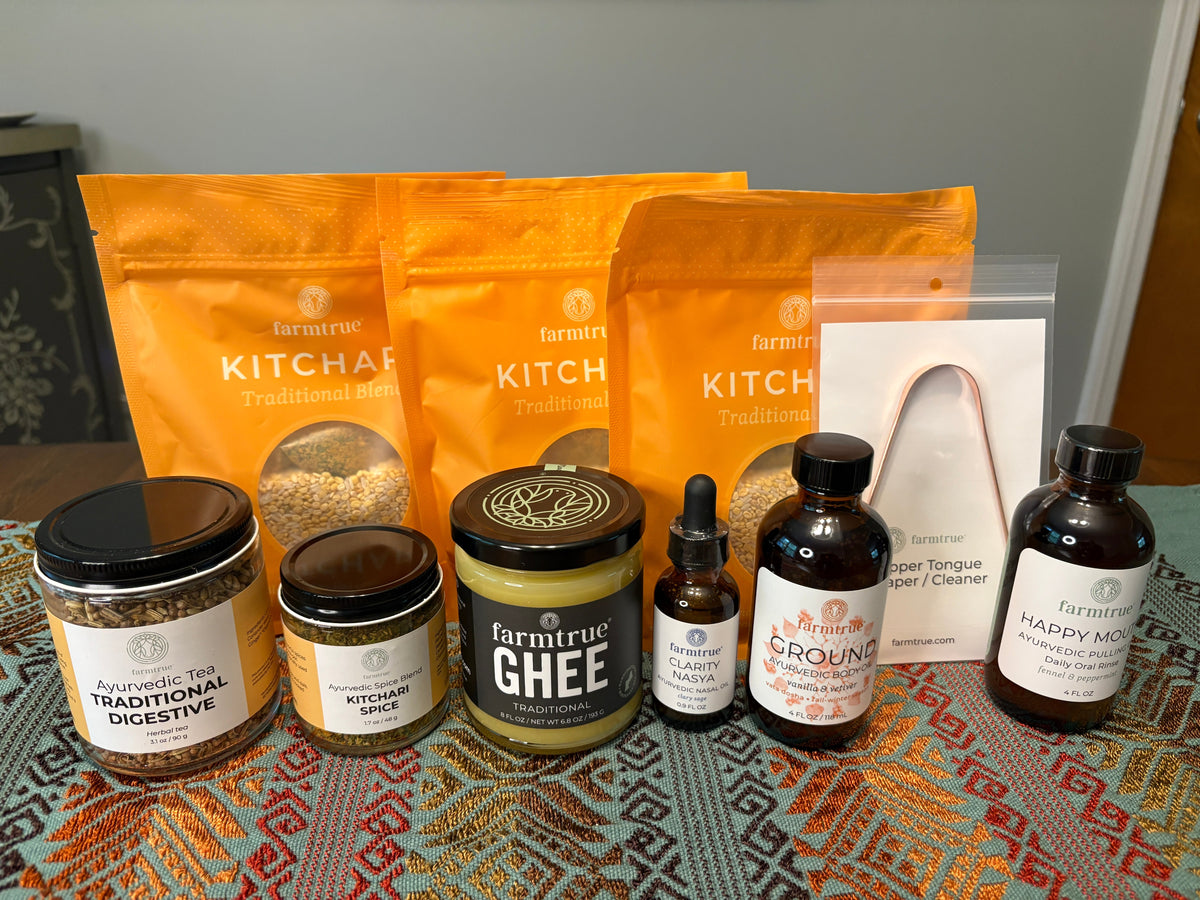 3-Day Reset Complete Bundle - Ground: Traditional Kitchari, Ghee, Tea, Spice Blend, Scraper & Ground Oil Farmtrue | Berkshires