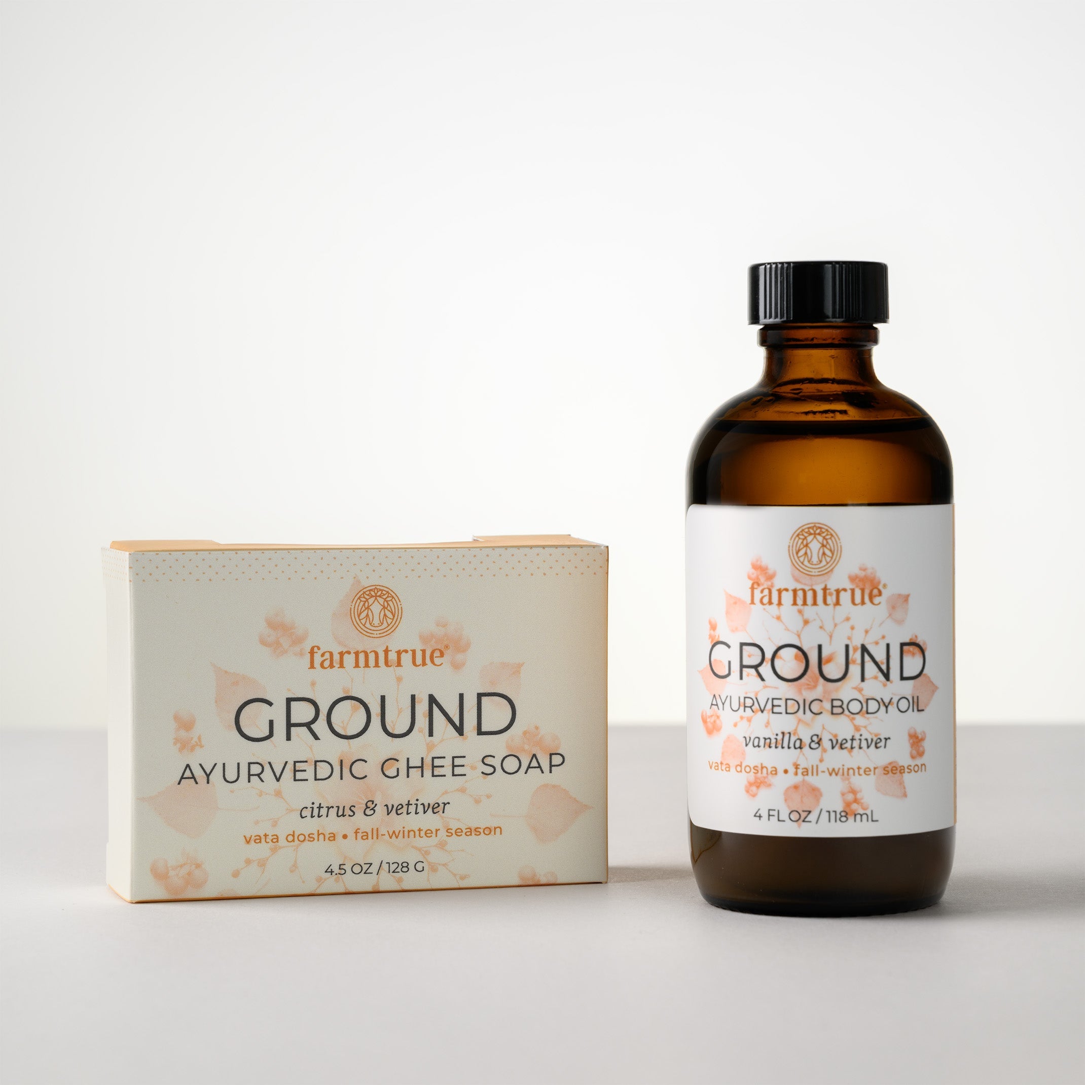 Ayurvedic Body Care Kit - Ground Body Oil & Soap: Citrus, Vetiver & Vanilla - Vata Skin Care Farmtrue | Berkshires