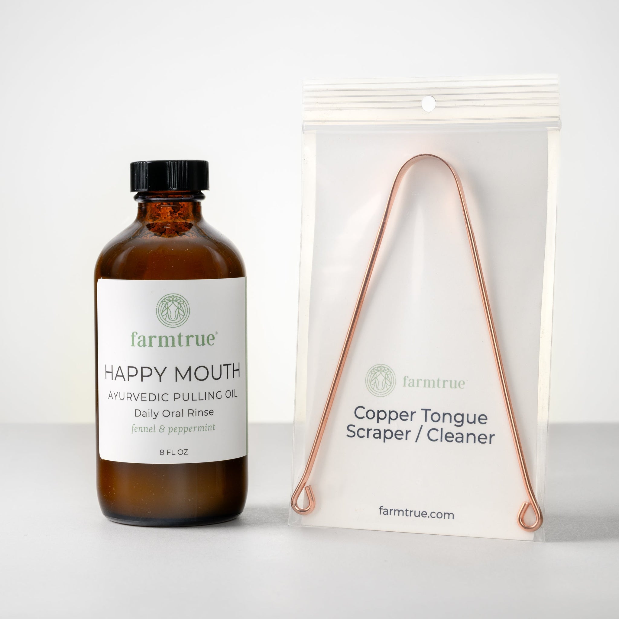Ayurvedic Oral Care Kit: Happy Mouth Pulling Oil & Tongue Scraper